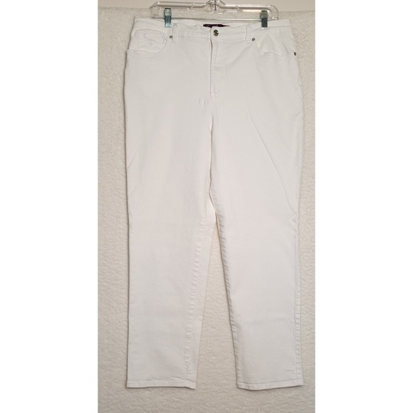 Gloria Vanderbilt Size 16 Amanda Straight Leg Jeans White Denim Stretch 0468 - Picture 1 of 13